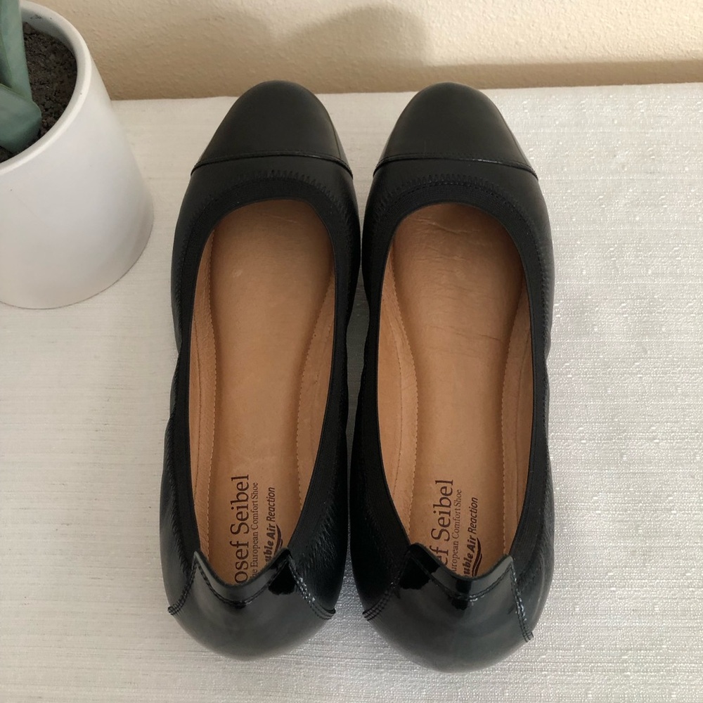 Josef Seibel Black Cap Toe Leather Elegant Ballet Flats Women’s EU42 US10-10.5 - Picture 8 of 14
